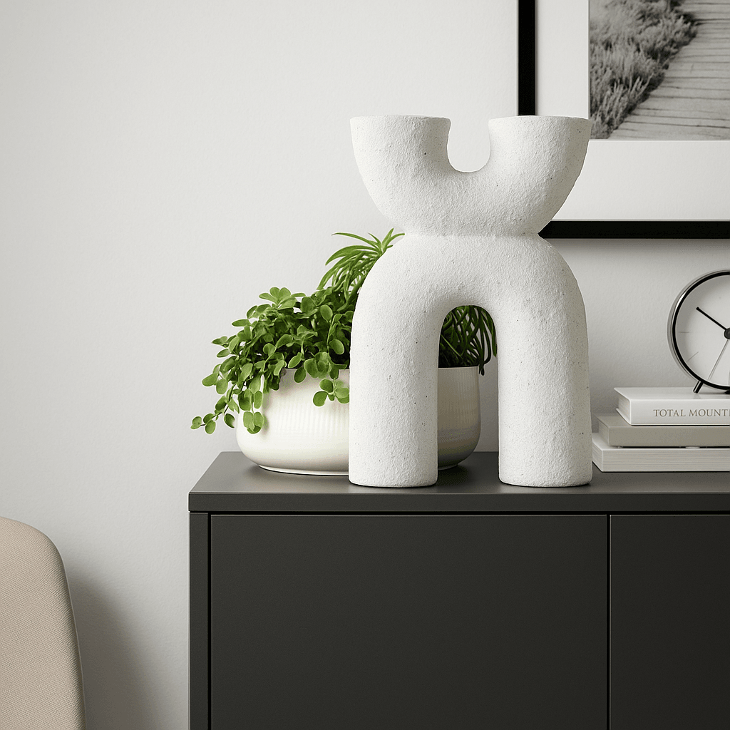 Alec | Ceramic Arch Candle Holder - White - Mirra Interiors