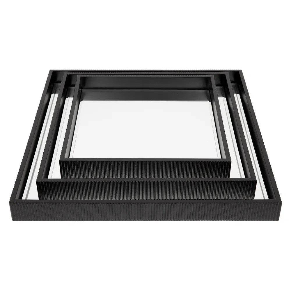 Milos | Mirrored Fluted Tray Black - Mirra Interiors