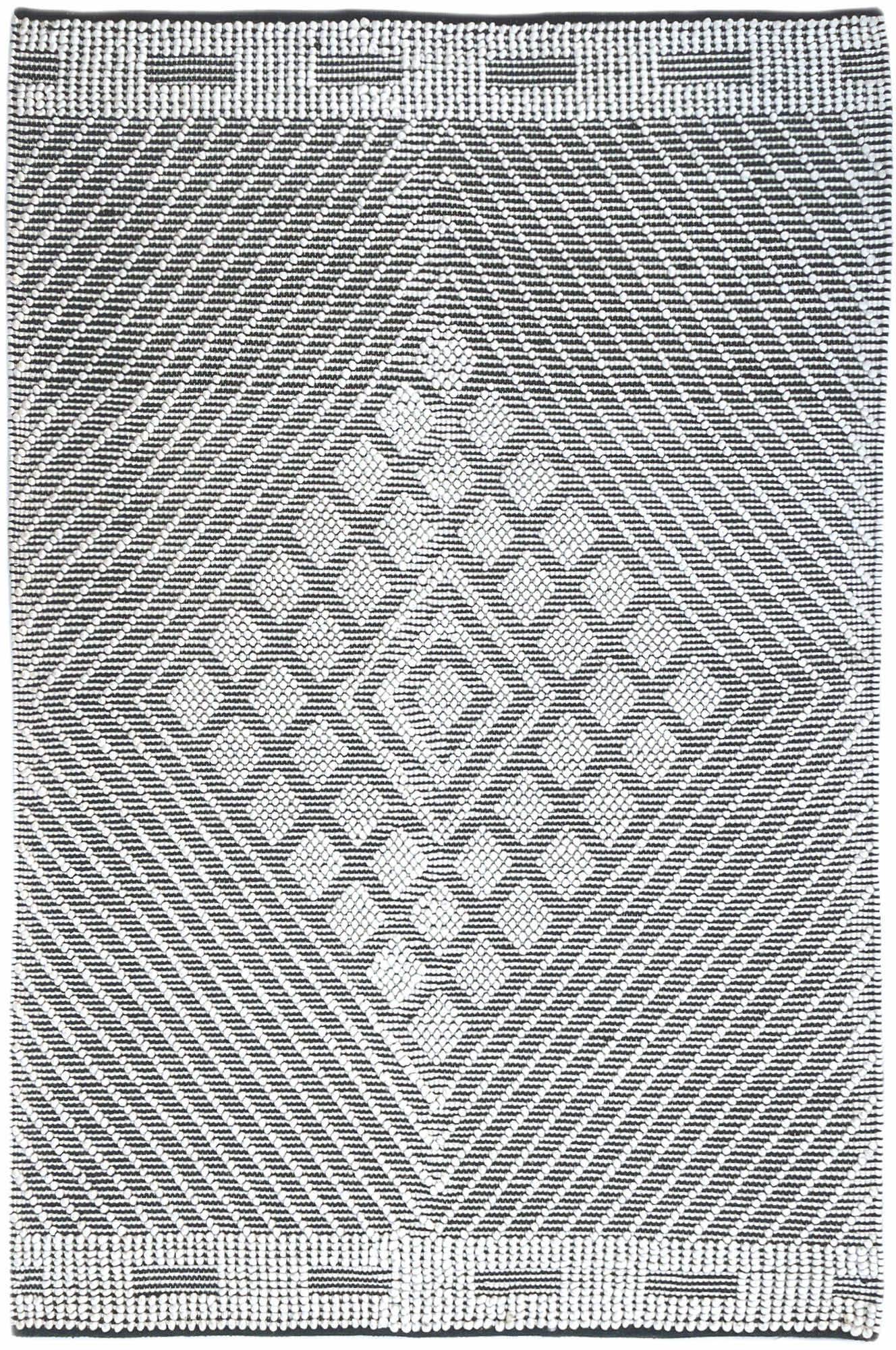 Aashi | Radial Diamond Wool Rug Grey - Mirra Interiors
