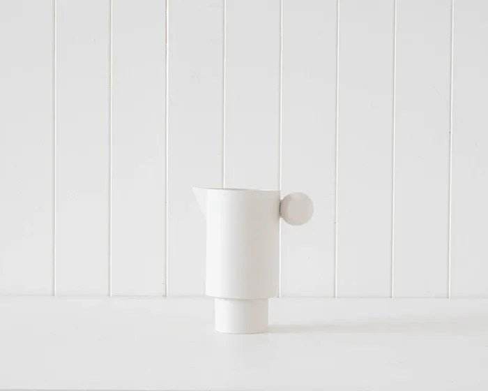 Aline | Metal Pitcher Vase White - Mirra Interiors