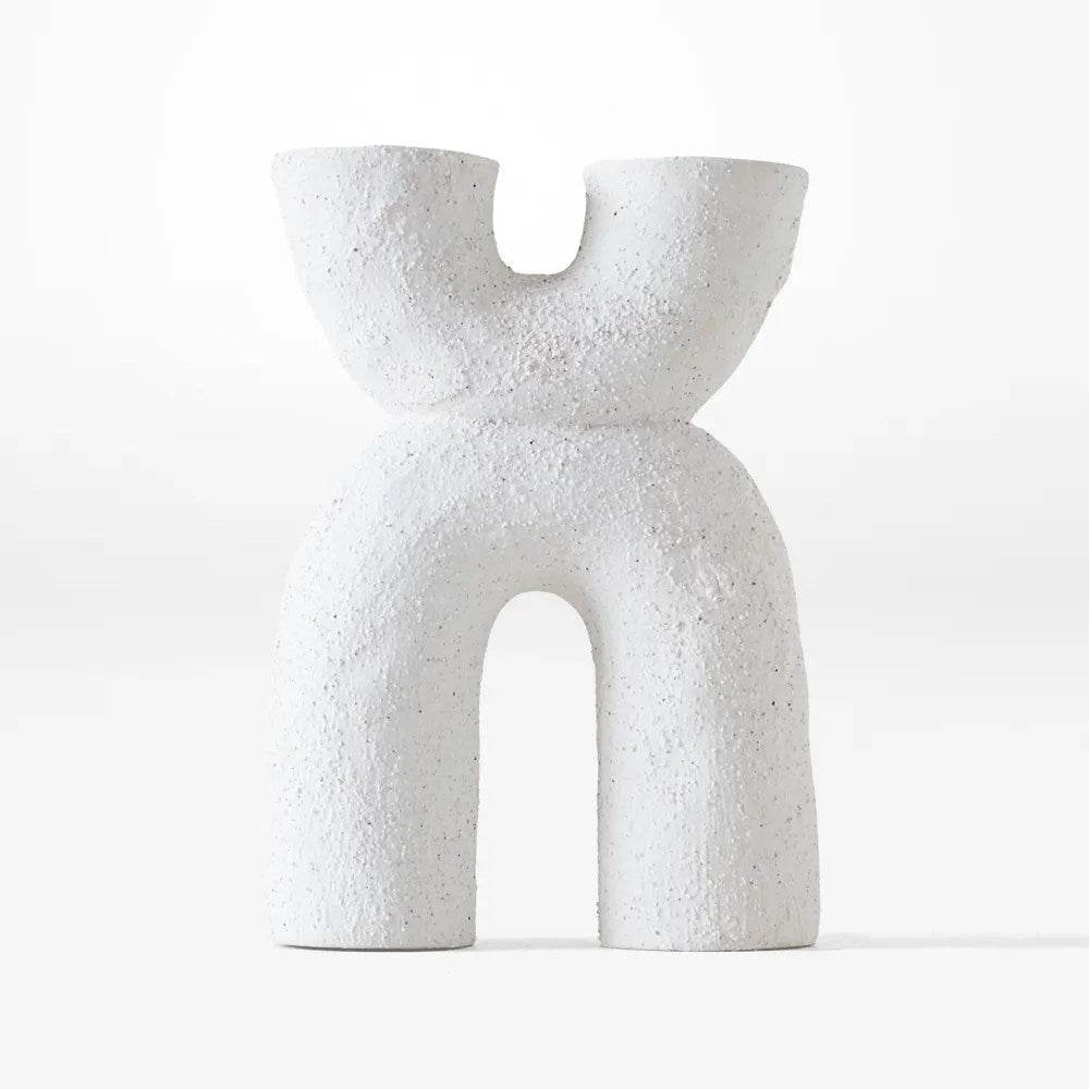 Alec | Ceramic Arch Candle Holder White - Mirra Interiors
