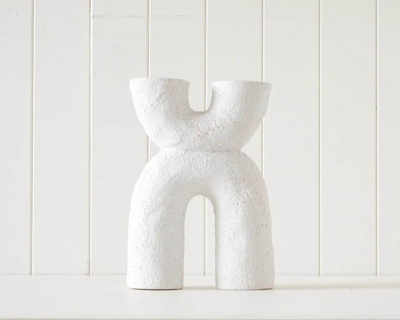 Alec | Ceramic Arch Candle Holder White - Mirra Interiors