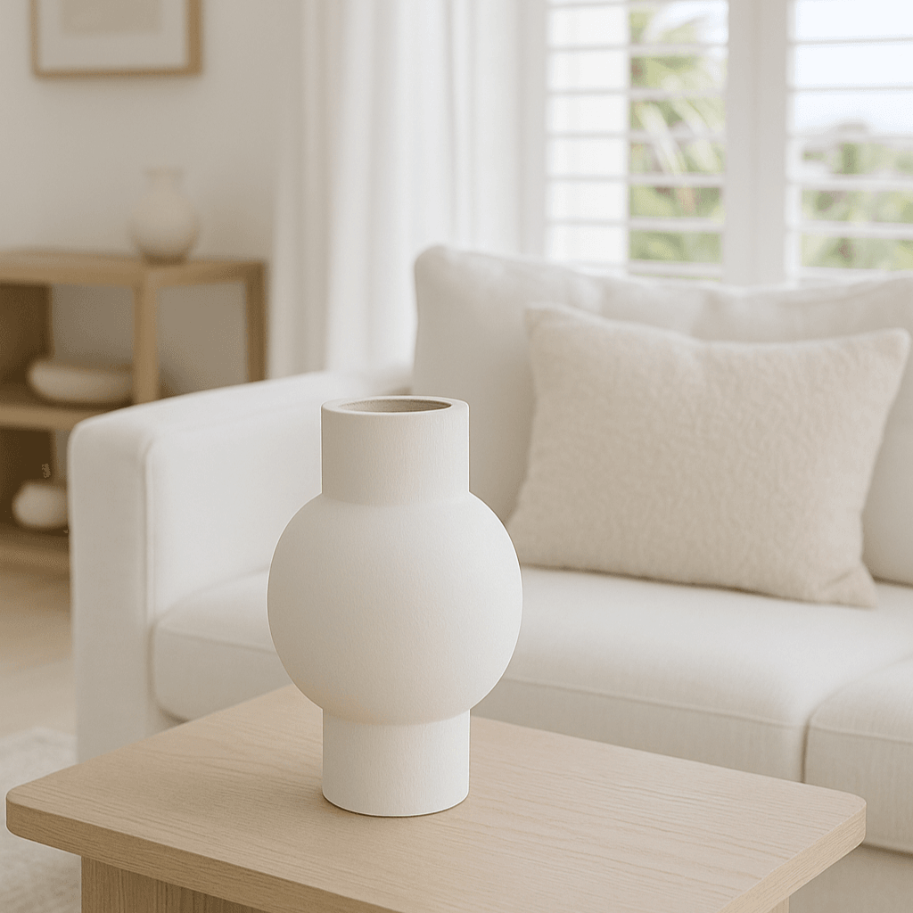 Artemis II | Ceramic Belly Vase - White - Mirra Interiors