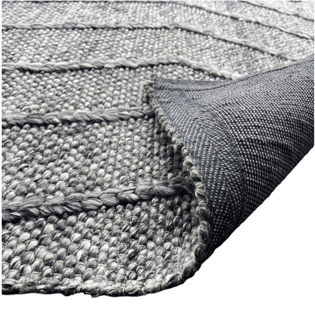 Athena | Chevron Wool Rug Dark Grey - Mirra Interiors