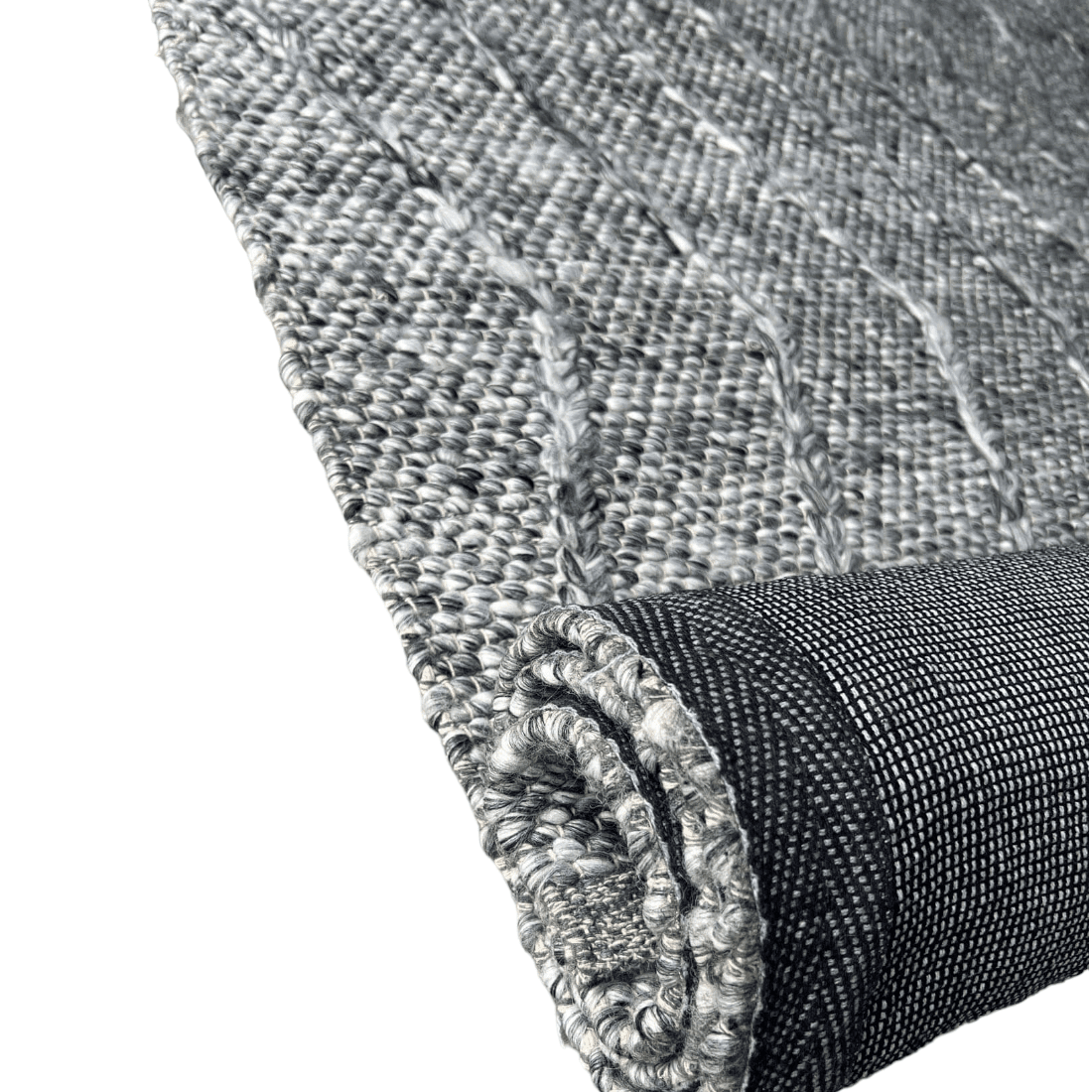 Athena | Chevron Wool Rug Dark Grey - Mirra Interiors