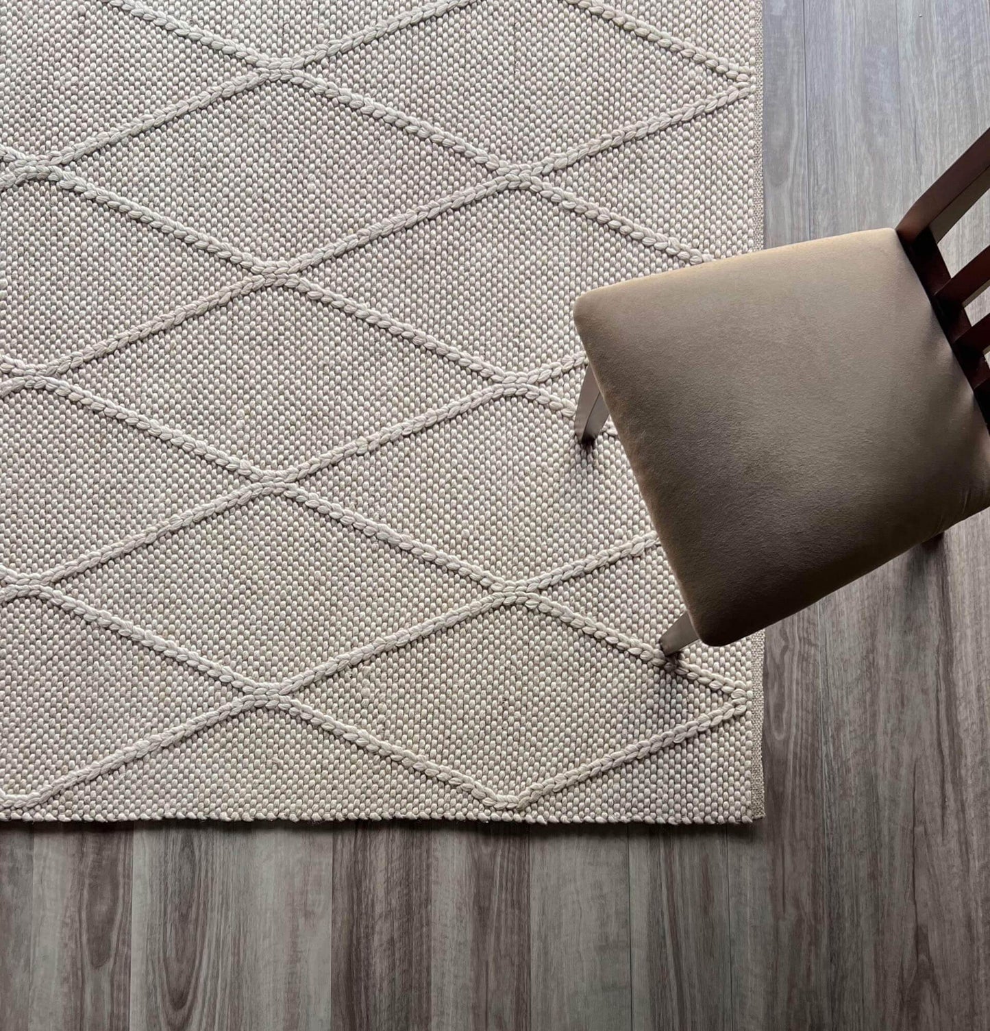 Athena | Diamond Wool Rug Cream - Mirra Interiors