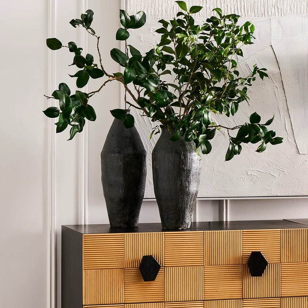 Bryn | Textured Porcelain Vase Black (Large) - Mirra Interiors