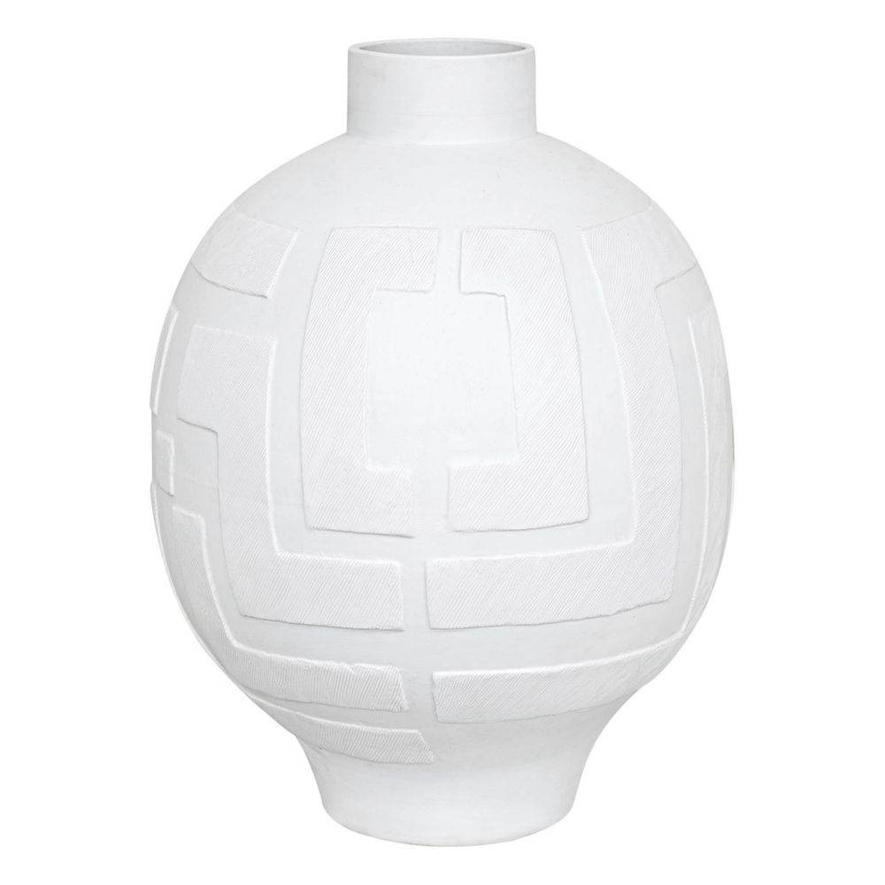 Callista | Greek Key Vase - White (Large) - Mirra Interiors