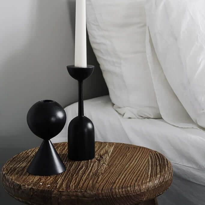 Minimalist Wooden Candle Holder Set of 5 Black - Mirra Interiors