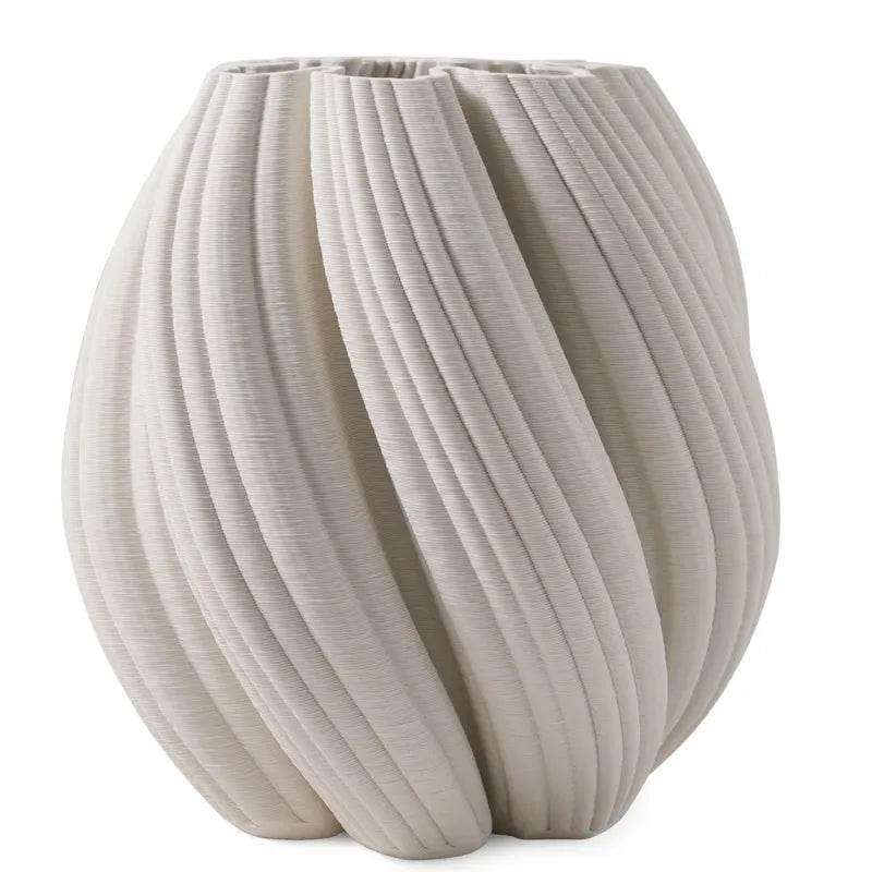 Giselle | Porcelain Twist Vase White (Medium) - Mirra Interiors