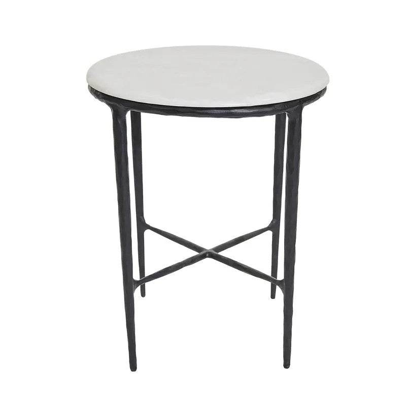 Henderson | Round Marble Top Side Table Black - Mirra Interiors