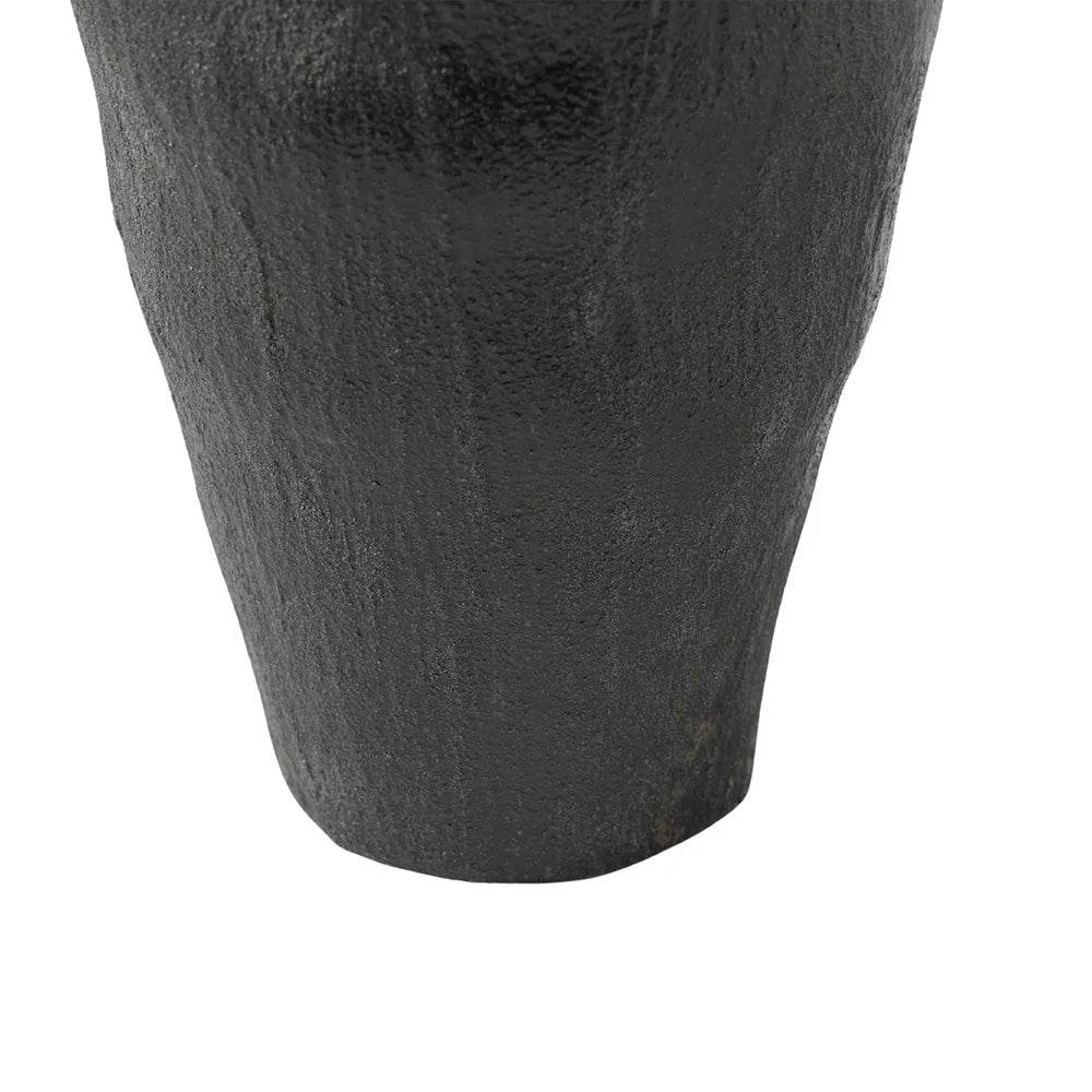 Large textured vase for sale with a unique design and dark finish, perfect for home decor