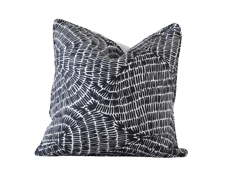 Maze | Self-Piped Linen Cushion Charcoal - Mirra Interiors
