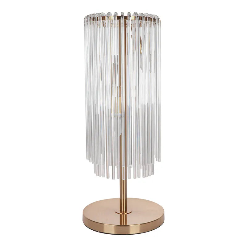 Zella | Glass Rod Table Lamp - Brass