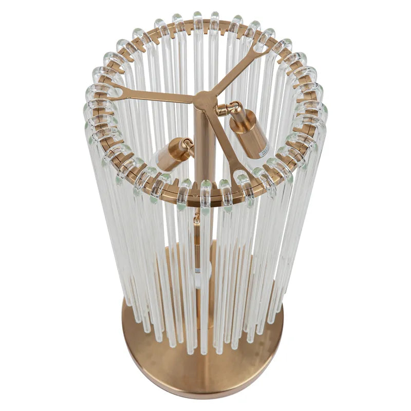Zella | Glass Rod Table Lamp - Brass
