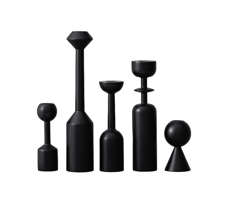Minimalist Wooden Candle Holder Set of 5 Black - Mirra Interiors