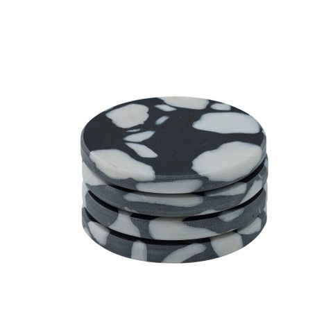 Hide | Set of 4 Terrazzo Coasters - Black/White