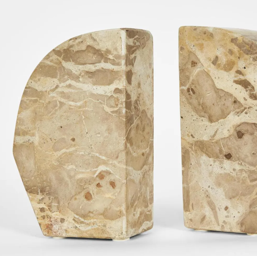Bennet | Set of 2 Marble Bookends - Mocha