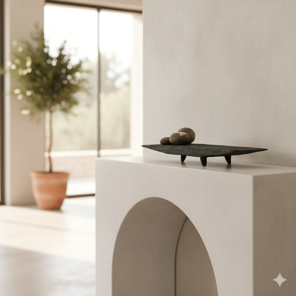 Wabi | Decorative Footed Timber Tray - Black