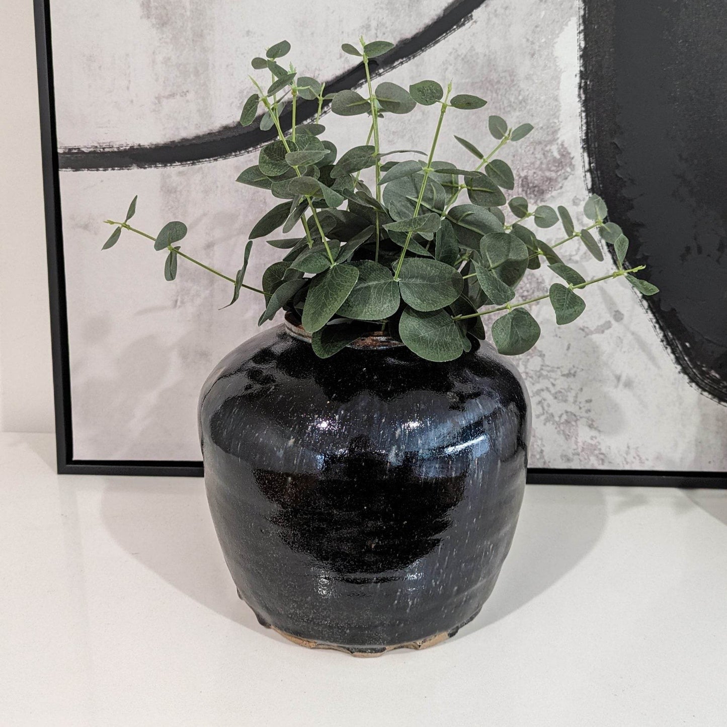 Shanxi | Antique Terracotta Wine Storage Jar Pot Glazed Black - Mirra Interiors