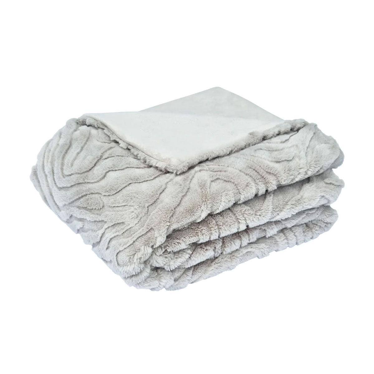 Folded silver grey textured blanket on a white background | Mirra Interiors