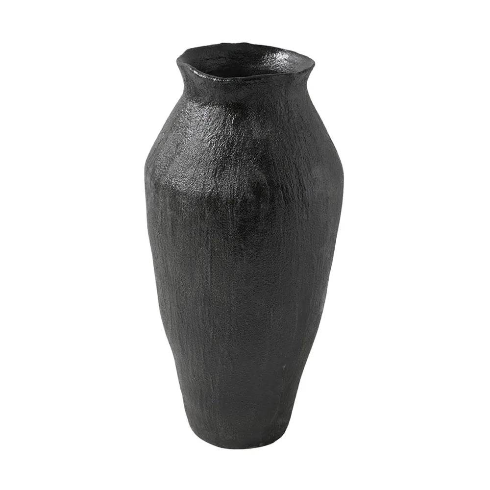 Textured black porcelain vase by Mirra Interiors, featuring an elegant and modern design