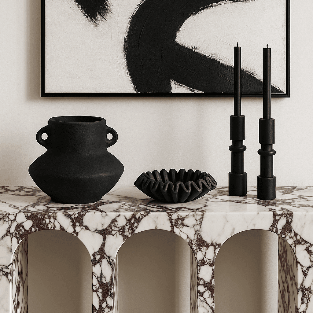 Lyra | Marble Fluted Ruffle Bowl Black - Mirra Interiors