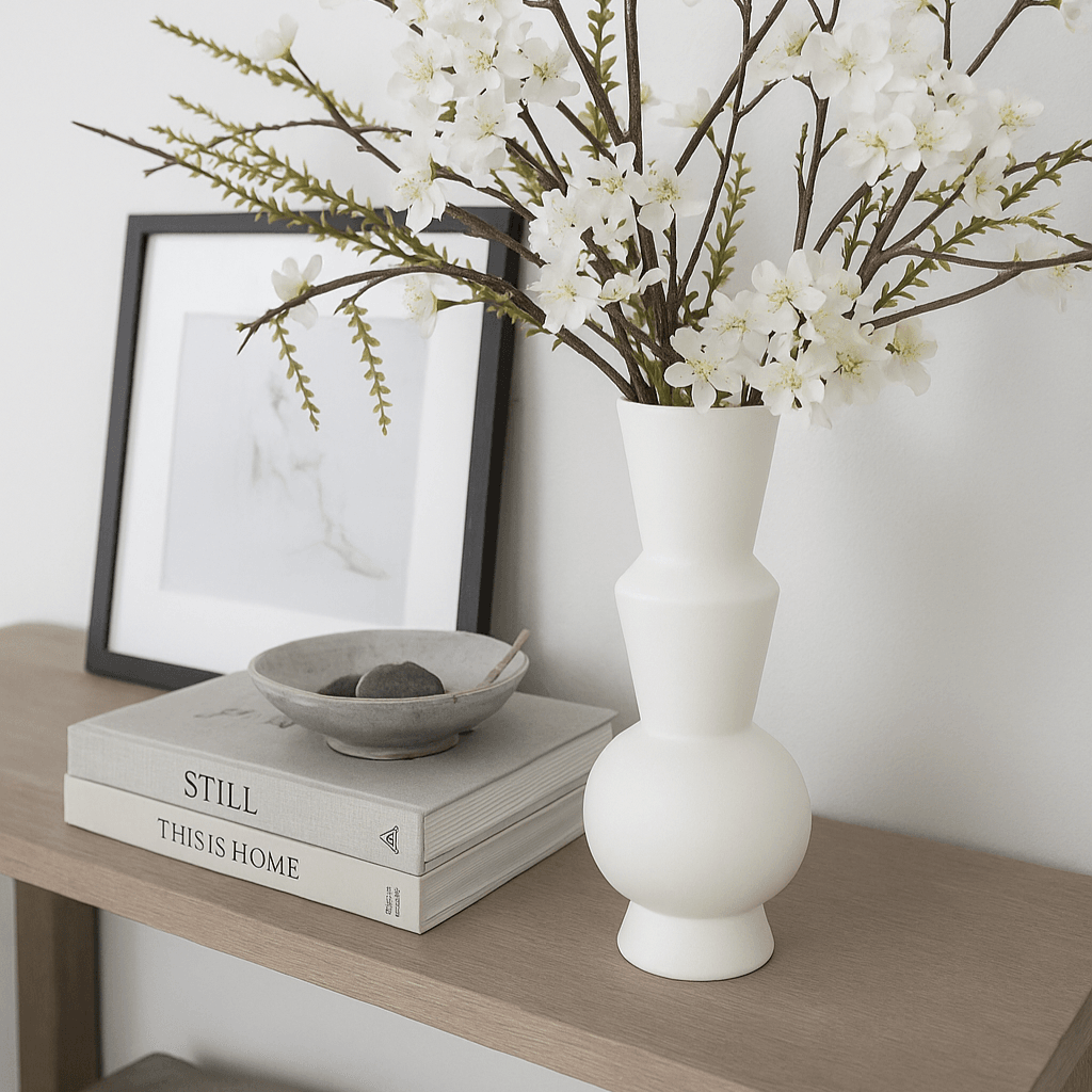 Amira | Porcelain Geometric Vase Ivory - Mirra Interiors