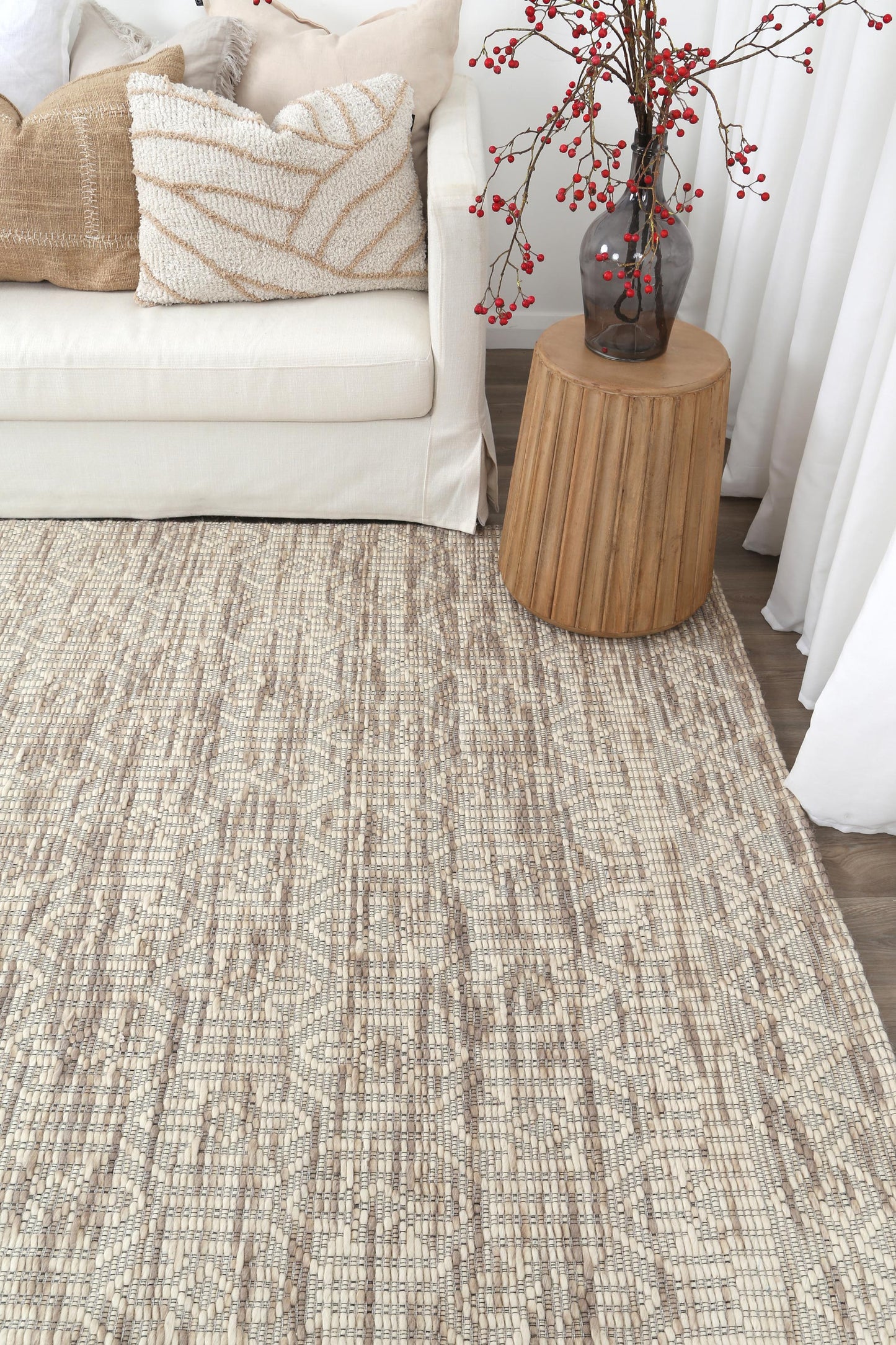 Copacabana | Geometric Wool-Blend Rug - Beige