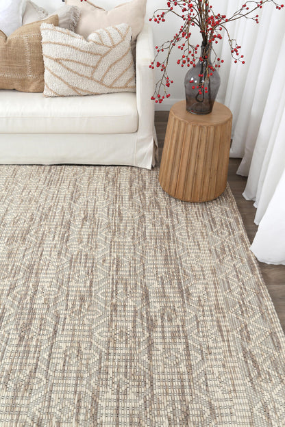 Copacabana | Geometric Wool-Blend Rug - Beige