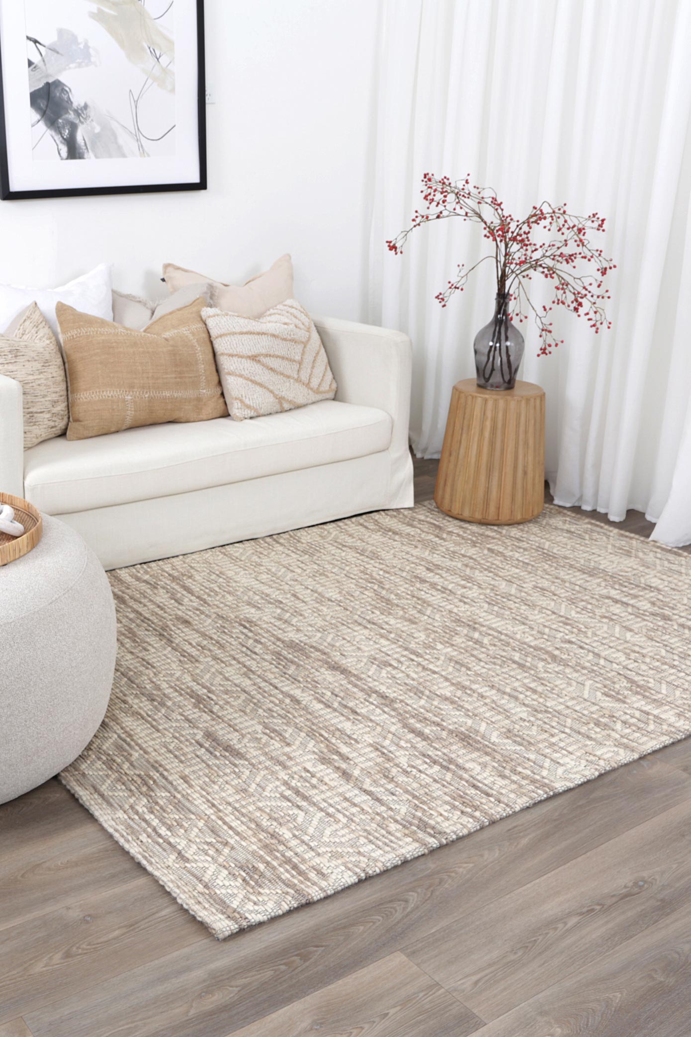 Copacabana | Geometric Wool-Blend Rug - Beige