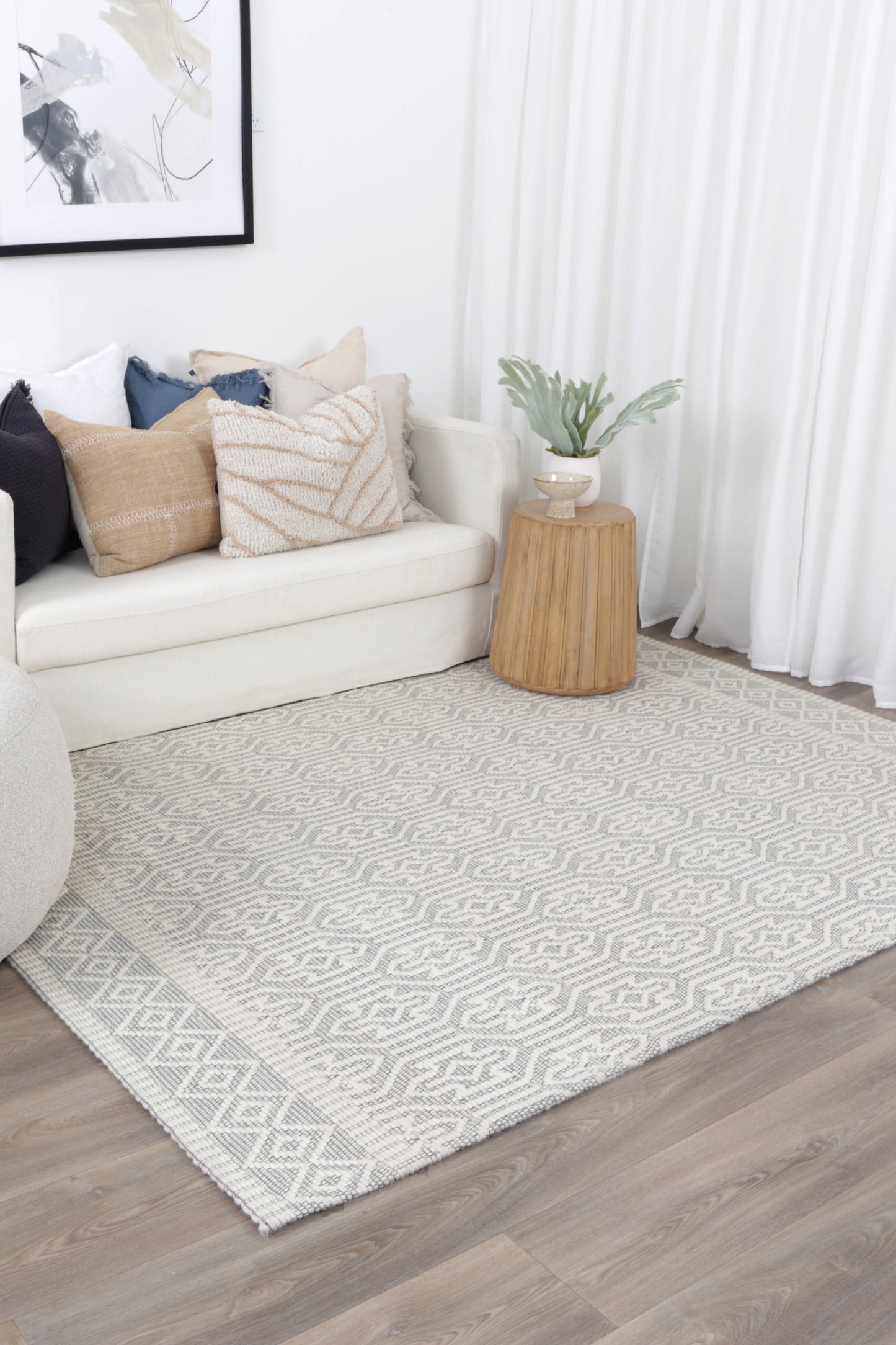 Copacabana | Geometric Wool-Blend Rug - Light Grey