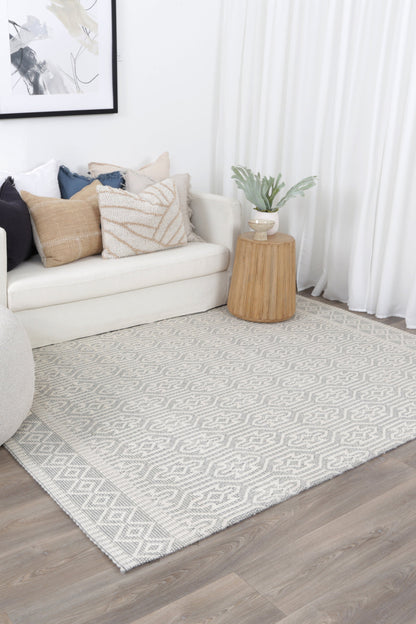 Copacabana | Geometric Wool-Blend Rug - Light Grey