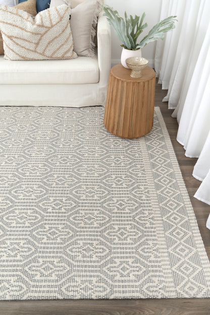 Copacabana | Geometric Wool-Blend Rug - Light Grey