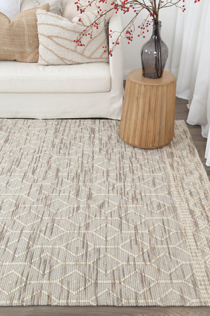 Copacabana | Lattice Wool-Blend Rug - Beige