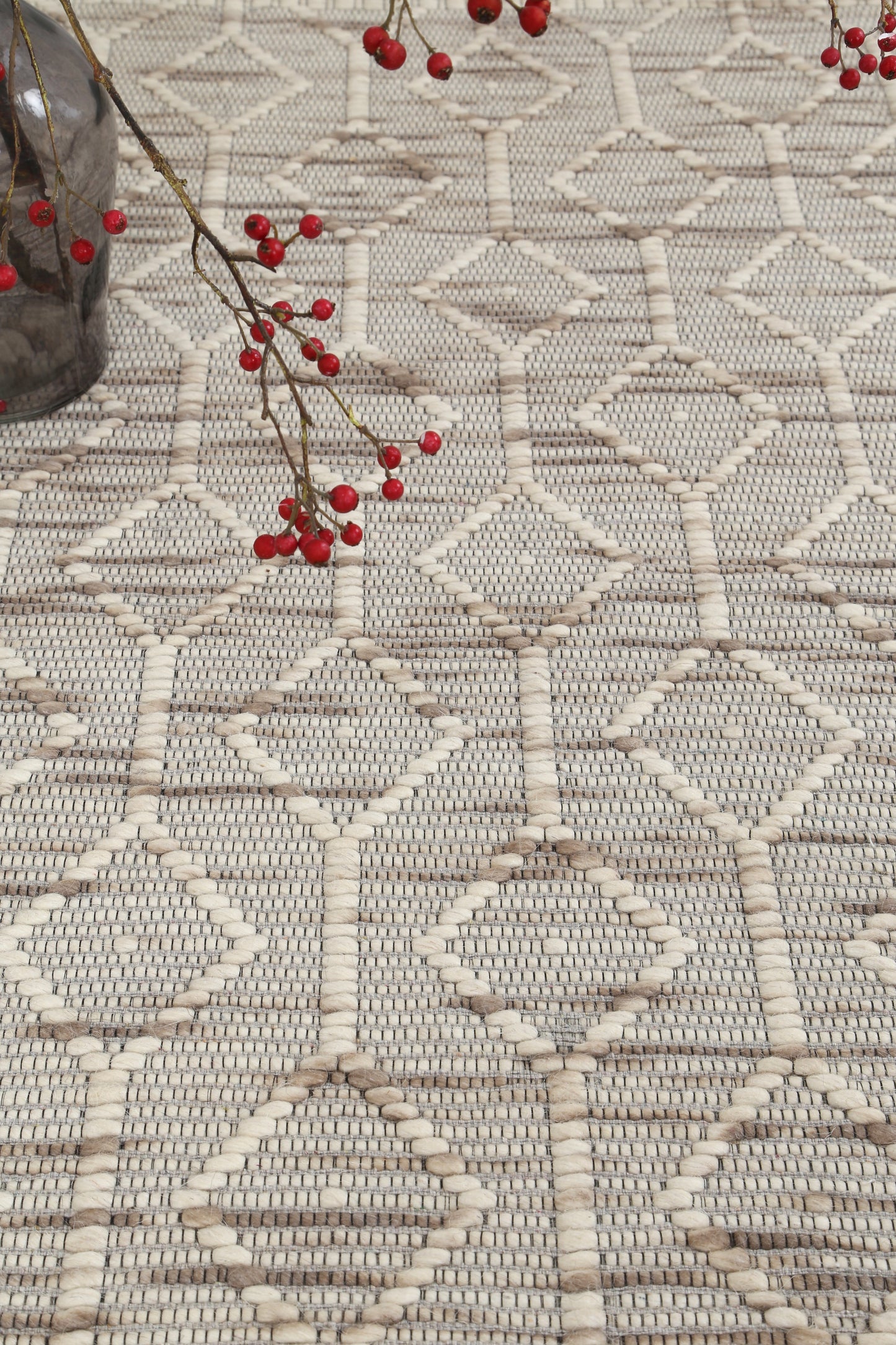 Copacabana | Lattice Wool-Blend Rug - Beige