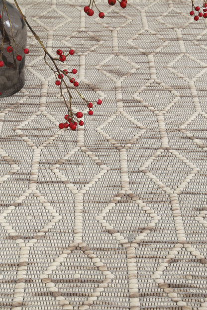 Copacabana | Lattice Wool-Blend Rug - Beige