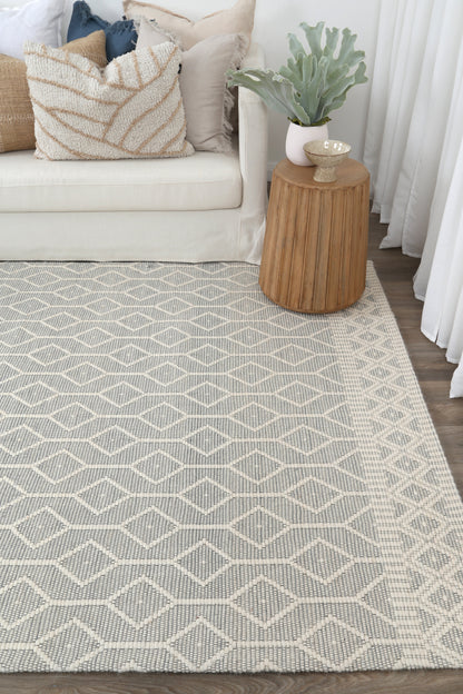 Copacabana | Lattice Wool Rug - Light Grey