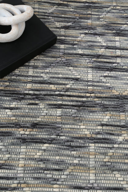 Copacabana | Lattice Wool-Blend Rug - Stone