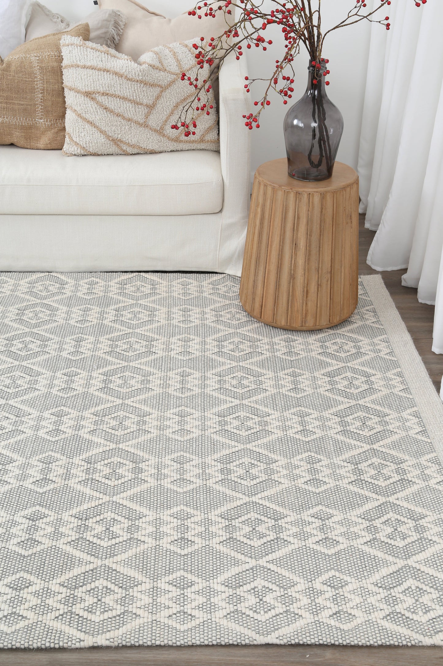 Copacabana | Diamond Wool-Blend Rug - Grey
