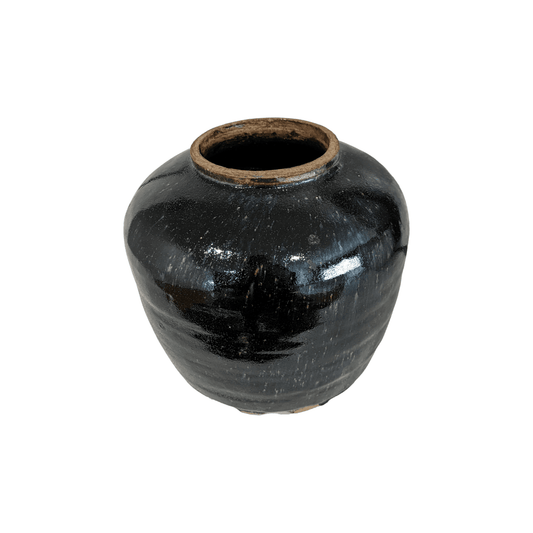 Shanxi | Antique Terracotta Wine Jar Glazed Black - Mirra Interiors