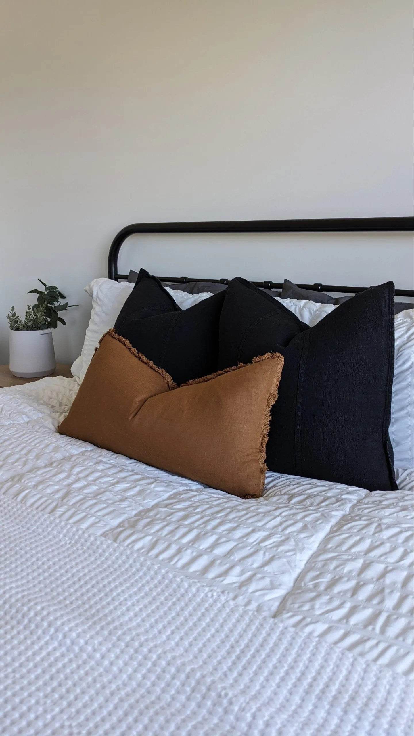 Eloise | Fringed Linen Lumbar Cushion Hazel - Mirra Interiors