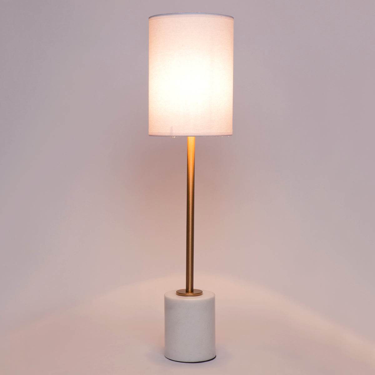 Nora | White Marble & Brass Table Lamp - Mirra Interiors