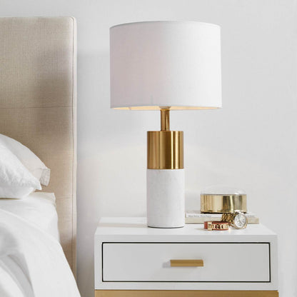 Lune | Marble Table Lamp Brass (White Shade) - Mirra Interiors