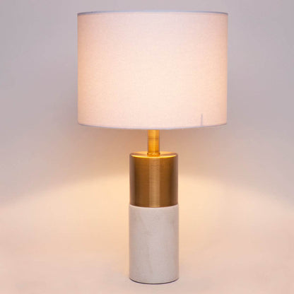 Lune | Marble Table Lamp Brass (White Shade) - Mirra Interiors