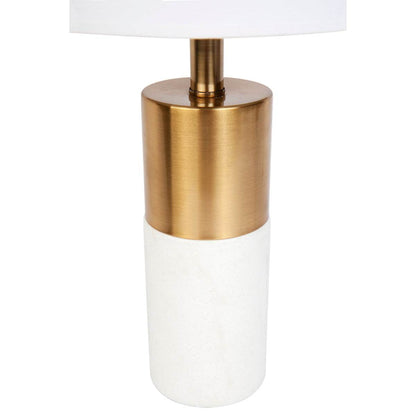 Lune | Marble Table Lamp Brass (White Shade) - Mirra Interiors