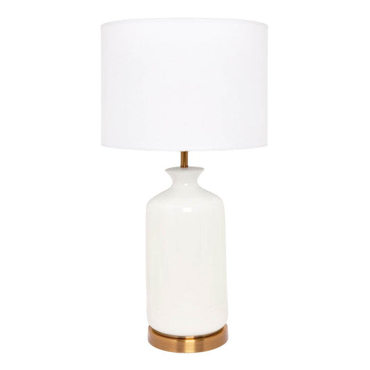 Carmen | Ceramic Table Lamp White & Gold - Mirra Interiors
