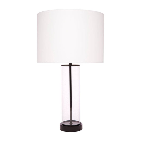 Easton | Glass Table Lamp Bronzed Black (White Shade) - Mirra Interiors