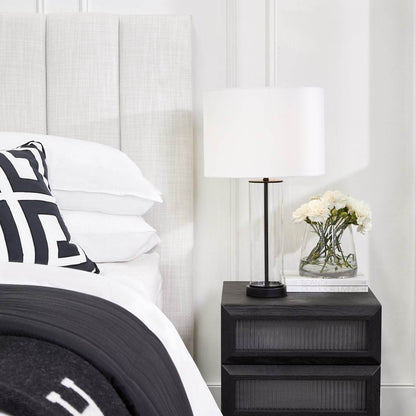 Easton | Glass Table Lamp Bronzed Black (White Shade) - Mirra Interiors