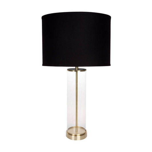 Easton | Glass Table Lamp Brass (Black Shade) - Mirra Interiors